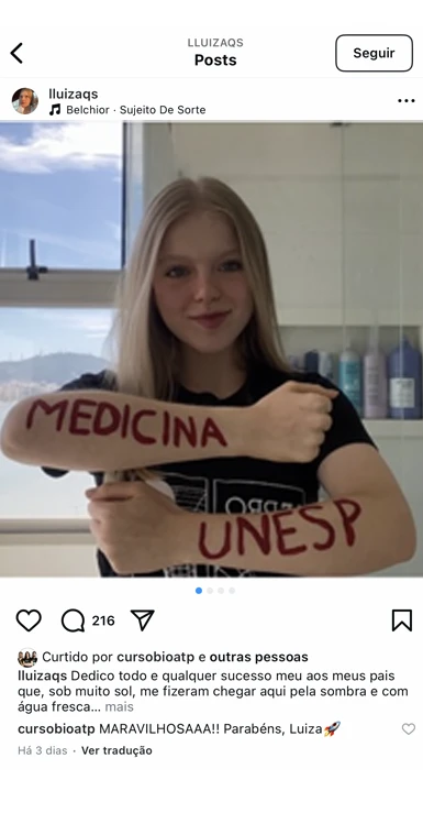 Depoimento de aluno aprovado