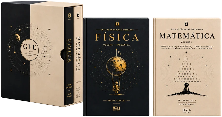O Box do Guia de Fórmulas Explicadas, Volume 1, com os 2 livros (Física + Matemática)