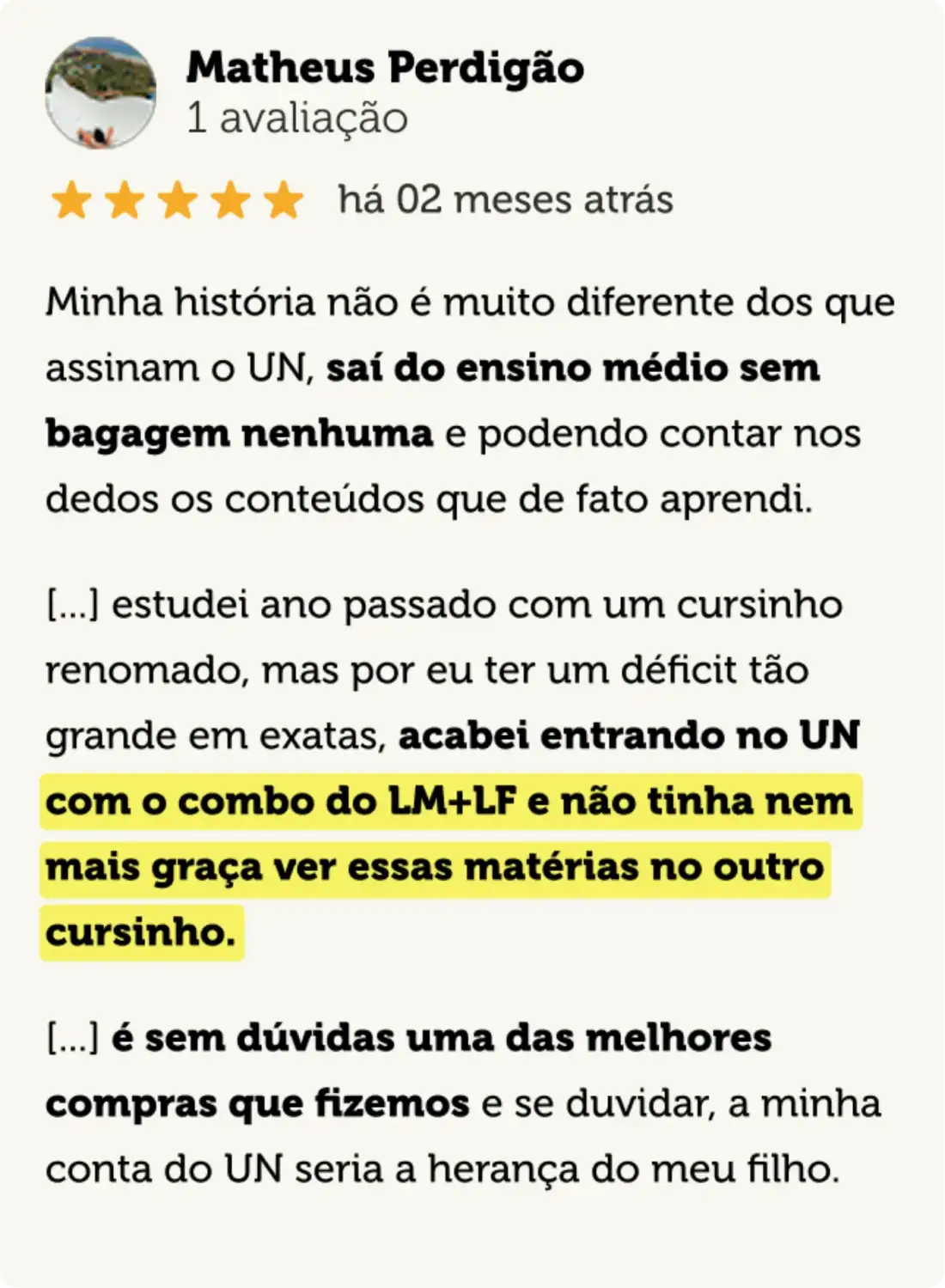 Avaliação no Google - print