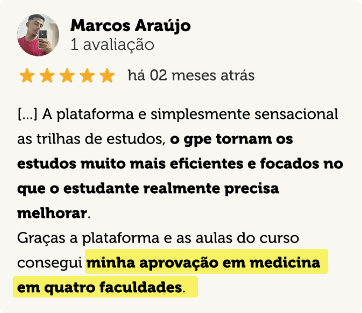 Avaliação no Google - print