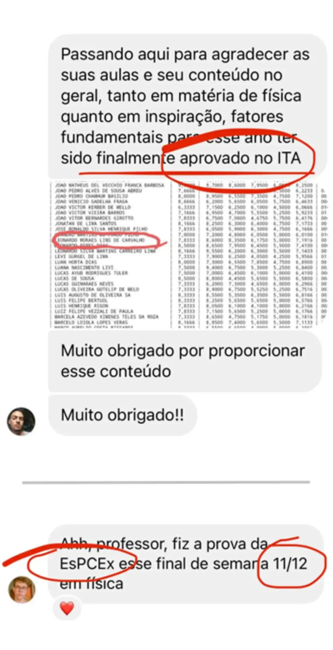 Depoimento de aluno aprovado